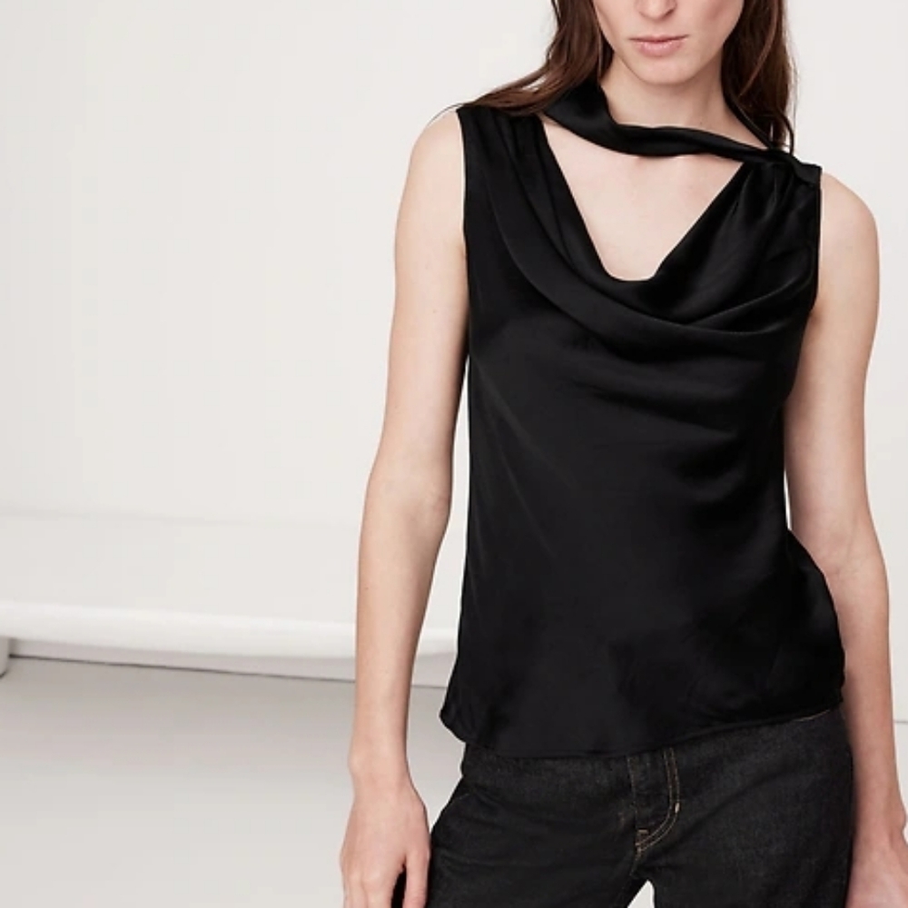 BR Hammered Satin Cowl-Neck Tank - Picture 6 of 6